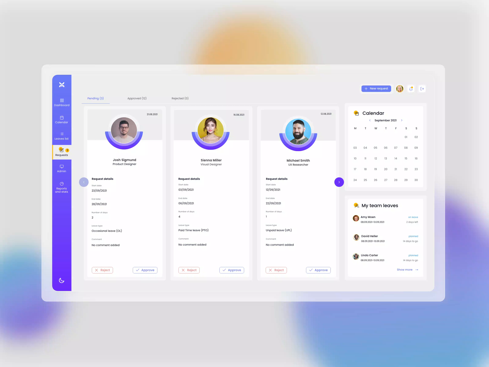 Time-off requests management | HR app by Karolina Wiatrzyk for Synergy ...