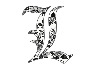 Olde English L illustration logo typography