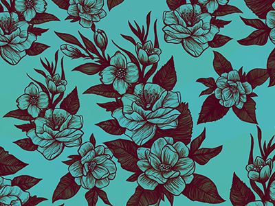 Teal Florals illustration