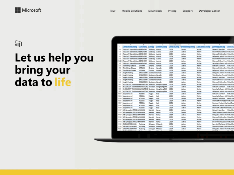 Power BI website animation animation microsoft transition typography web