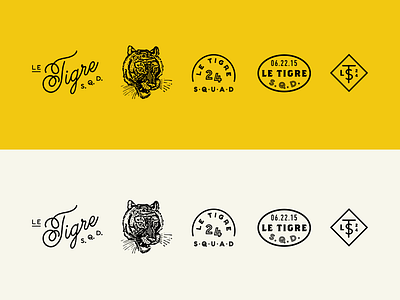 Le Tigre Elements branding logo monogram script seal tiger typography vintage