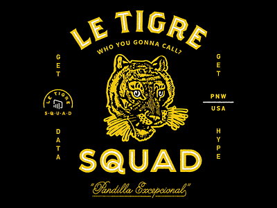 Le Tigre Lockup branding brothers logo monogram script seal tiger typography vintage