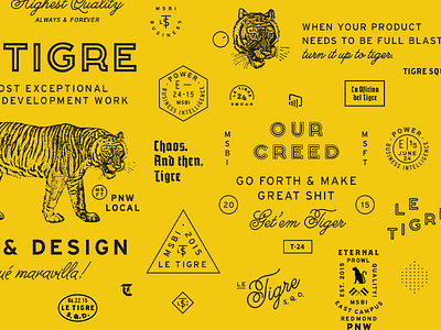 Le Tigre Elements badge branding script tiger typography