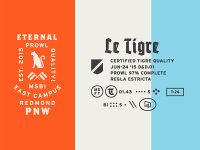 Le Tigre Knick-Knacks badge blackletter tiger typography