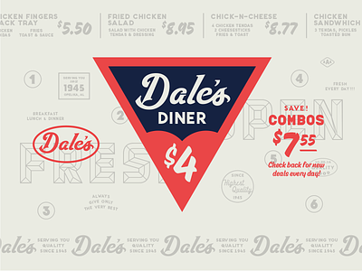 Dale's Diner badges branding diner restaurant typography