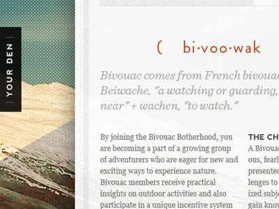 Bivouac Website Rough brandon grotesque nevis outdoors website
