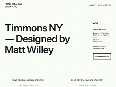 Font Review Journal is Live! animation hover rollover transitions typography web website
