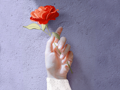 Doodling on photos flower hand illustration rose