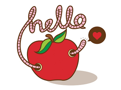 Hello! cute flat illustration fun illustration kids typography vector worm