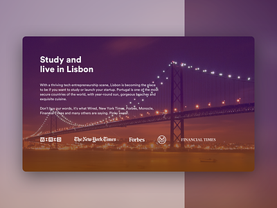 Study And Live In Lisbon background gradient landing page lisbon marketing photograhy purple typography ui website
