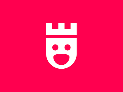 Boooom Icon brand crown face icon identity logo orange red smile symbol vector white