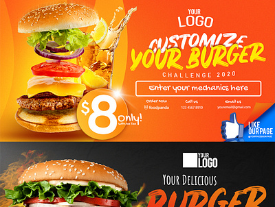 Burger Design for Social Media adobe photoshop branding design facebook ad flyer design food marketing