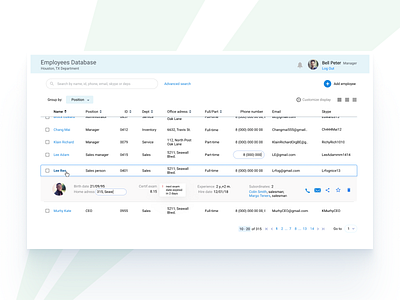 Employees database data database table ui ux