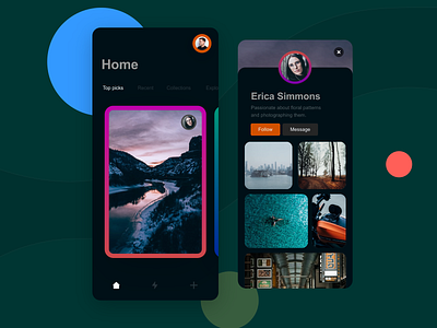 Collections App_Dark Visual app design flat ui ux