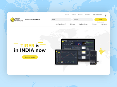 Tiger Brokers Landing Page_INDIA design flat landing page landing screen product design stock broker landing page ui ux visual design web website