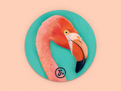 Dribbble Coaster digital painting flamingo illustration personal photoshop texture