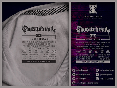 Educated Evil Tag Design brand identity branding clothingtag graphic design hangtag identity necktag