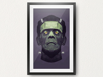 Low-Poly Frankenstein frankenstein horror illustration lowpoly monster portrait poster