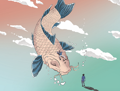 Fish&Clouds art color comics design draw fish illustration ink photoshop wacom