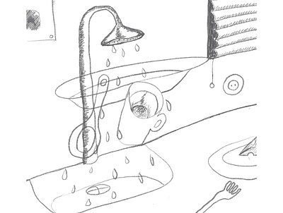 kitchen shower cheese dirty dishes functional illustration kitchen wahshing