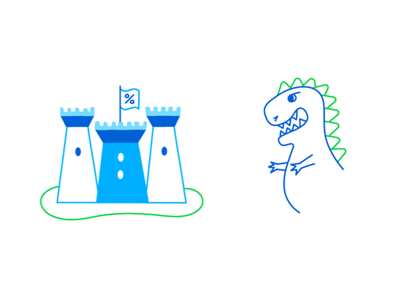 dinosaur attacks the fortress animation attacks blue danger dinosaur flag fortress insurance mortgage persent