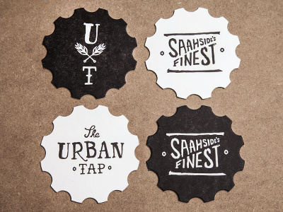 Urban Tap Coasters (Indie) beer branding cog design gear industrial letterpress logo tap urban