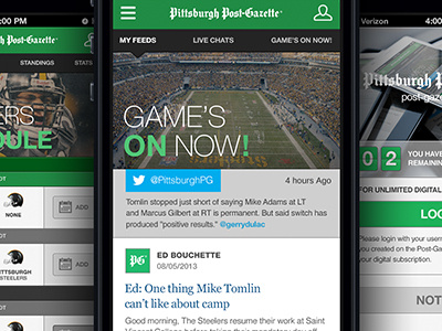 PG Steelers App android app branding design ios newspaper steelers ui ux