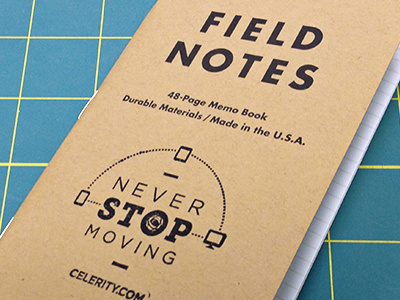Never Stop Moving + Field Notes branding design responsive stamp texture web