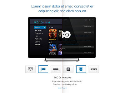 TV Services Module branding design device layout os tv ui ux web