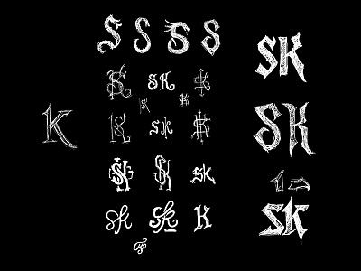 SK Monogram Sketches branding craft design guitar instruments luthier monogram typography art wood woodworking
