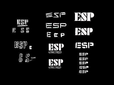 ESP Guitar - Revised Logos branding esp guitar instruments logo music rock stencil typography