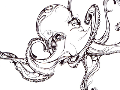 Octopus detail doodle drawing fine art illustration ink octopus pen