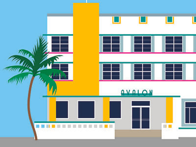 Avalon architecture art deco building design graphic illustration illustrator miami vector