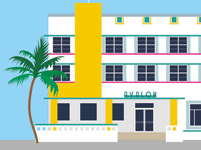 Avalon building architecture graphic art deco design miami illustration vector illustrator