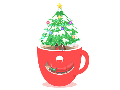 Christmas in the cup 2.5d christmas design icon illustration ui 涂鸦小p