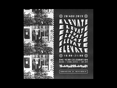 Elevate Record Store: 1 Year Flyer flyer artwork graphic design grungy promotional design texture