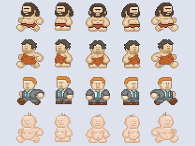 Sprites characters game man pixel retro