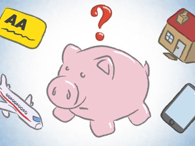 Piggy Bank drawing financial money question mark