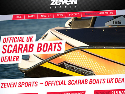 Zeven Sports website boats graphic design technical water sport web design