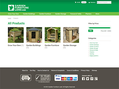 Garden furniture ecommerce website gardening nature outdoors web design website