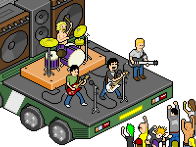 Rock On! band bitmap gig illustration music pixel art retro videogame