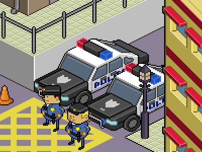 Here comes the fuzz bitmap cars cops illustration isometric pixel art police retro videogame