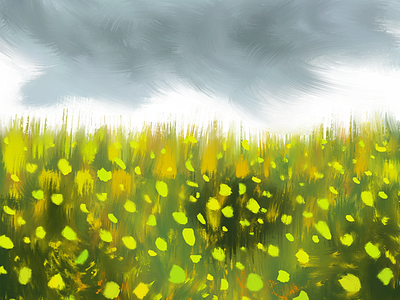 Prairie flower grass green heavypaint prairie