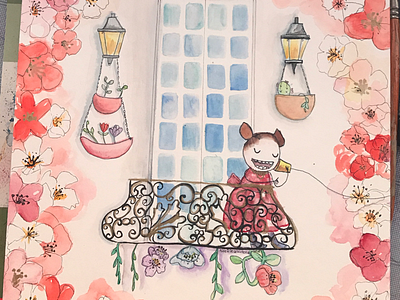 Bello phone floral kid watercolor window