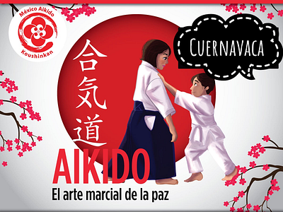 Kata dori aikido child circle design flyer gui hakama japan martial arts mexican peace sakura sensei way