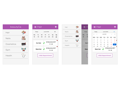 Beauty Calendar app design flat interface ios iphone minimal mobile ui ux vector web
