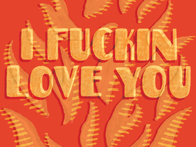 Fiery Vday! color hand drawn illustration orange red type typography