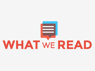 What We Read Logo blue design logo logotype orange red type vector