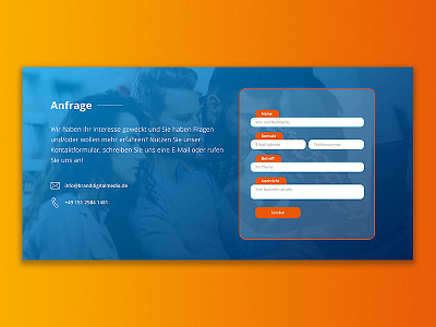 Colorful contact section and form design adobe photoshop adobe xd blue branding contact contact form form form design graphic design orange web design web design agency web development webflow