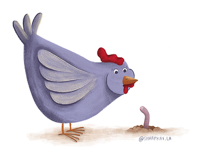 The Chicken and the Worm chicken childrens art illustration procreate worm